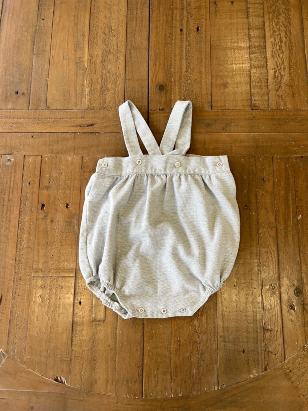 Lola palacios light gray herringbone short overall bubble romper 12 months